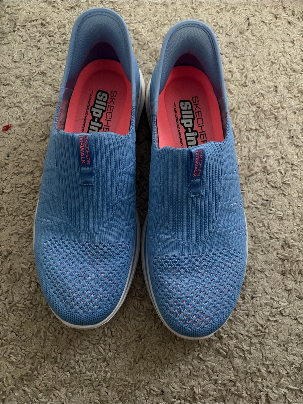 Skechers Women's Slip-On Athletic Sneakers in Light Blue and Pink - Picture 4 of 4
